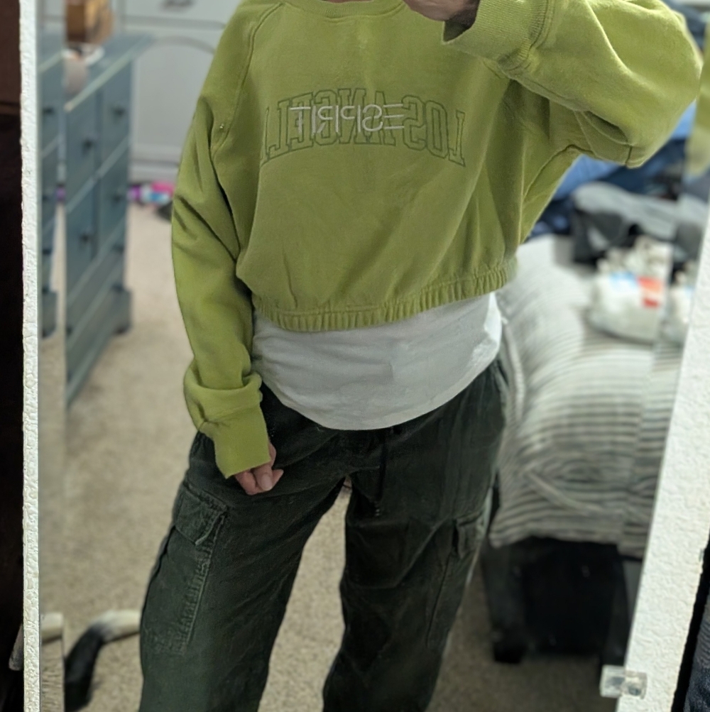 Women's Corduroy Cargo Pants - Green